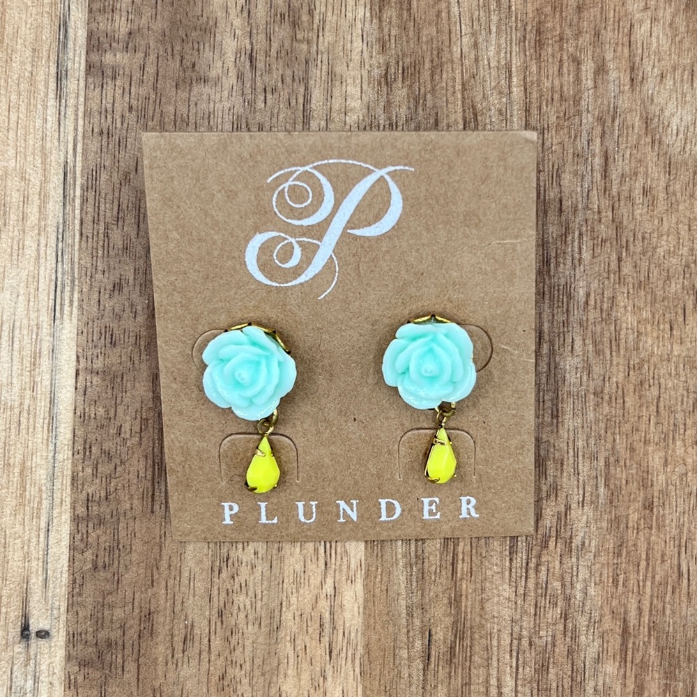 Rose drop resin earrings